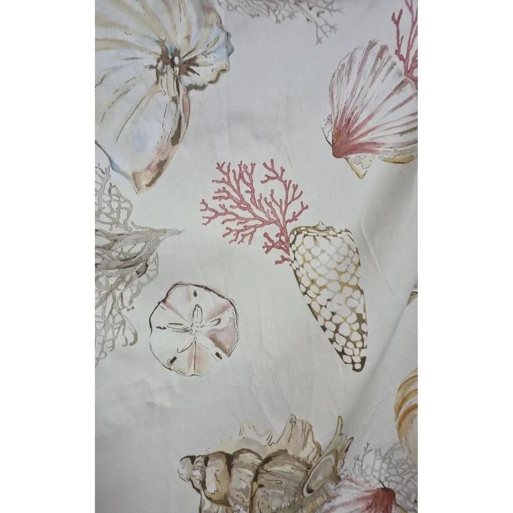 Pottery Barn Seashell Coral Euro Sham 29x29 Cotton Coastal Beach Nautical